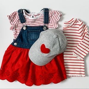 Gymboree red denim dress set